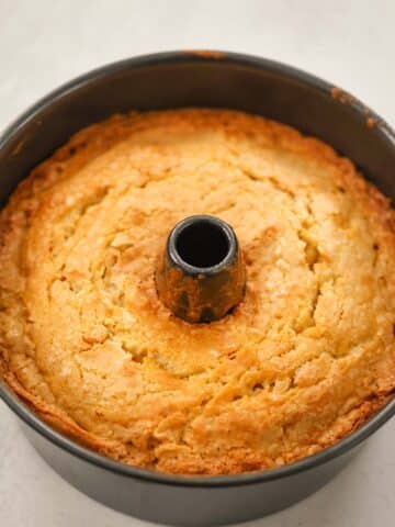 million dollar pound cake in a tube pan.