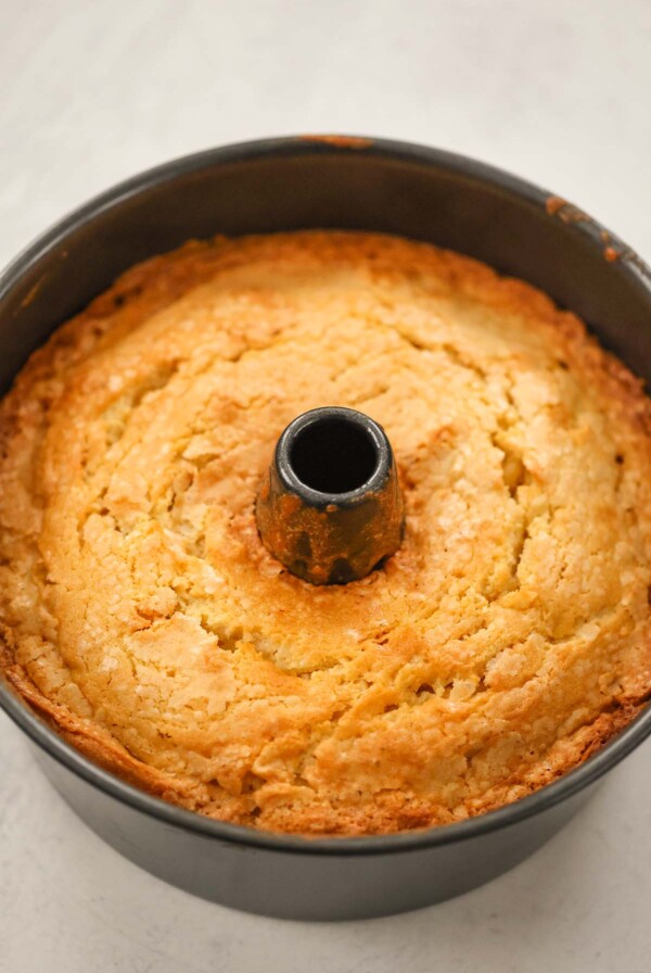 million dollar pound cake in a tube pan.