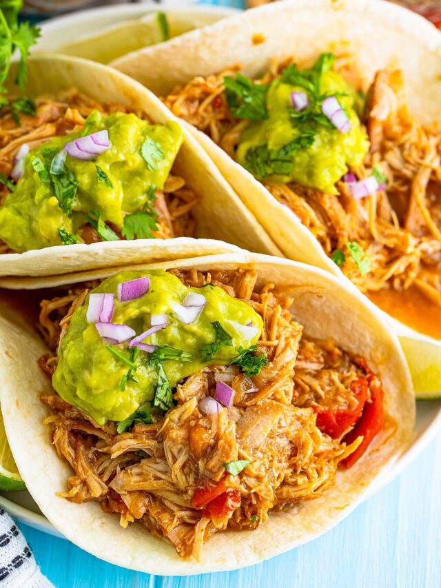 Crockpot Shredded Chicken Tacos Cooked by Julie