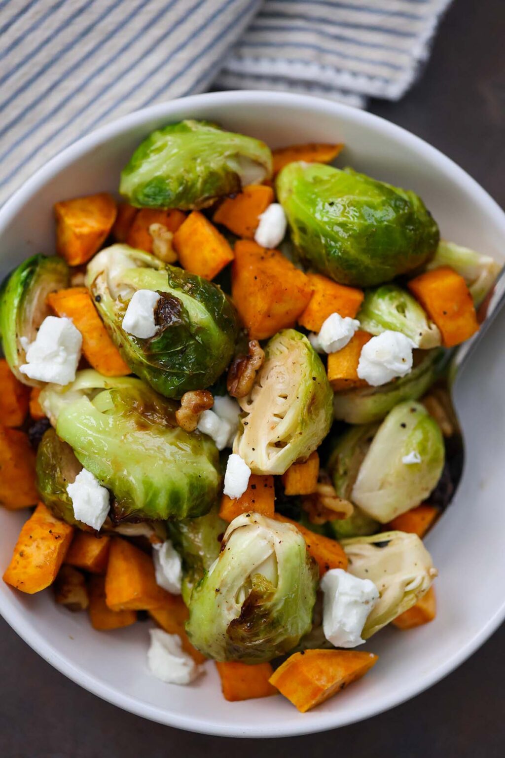 Roasted Brussel Sprouts and Sweet Potatoes Cooked by Julie