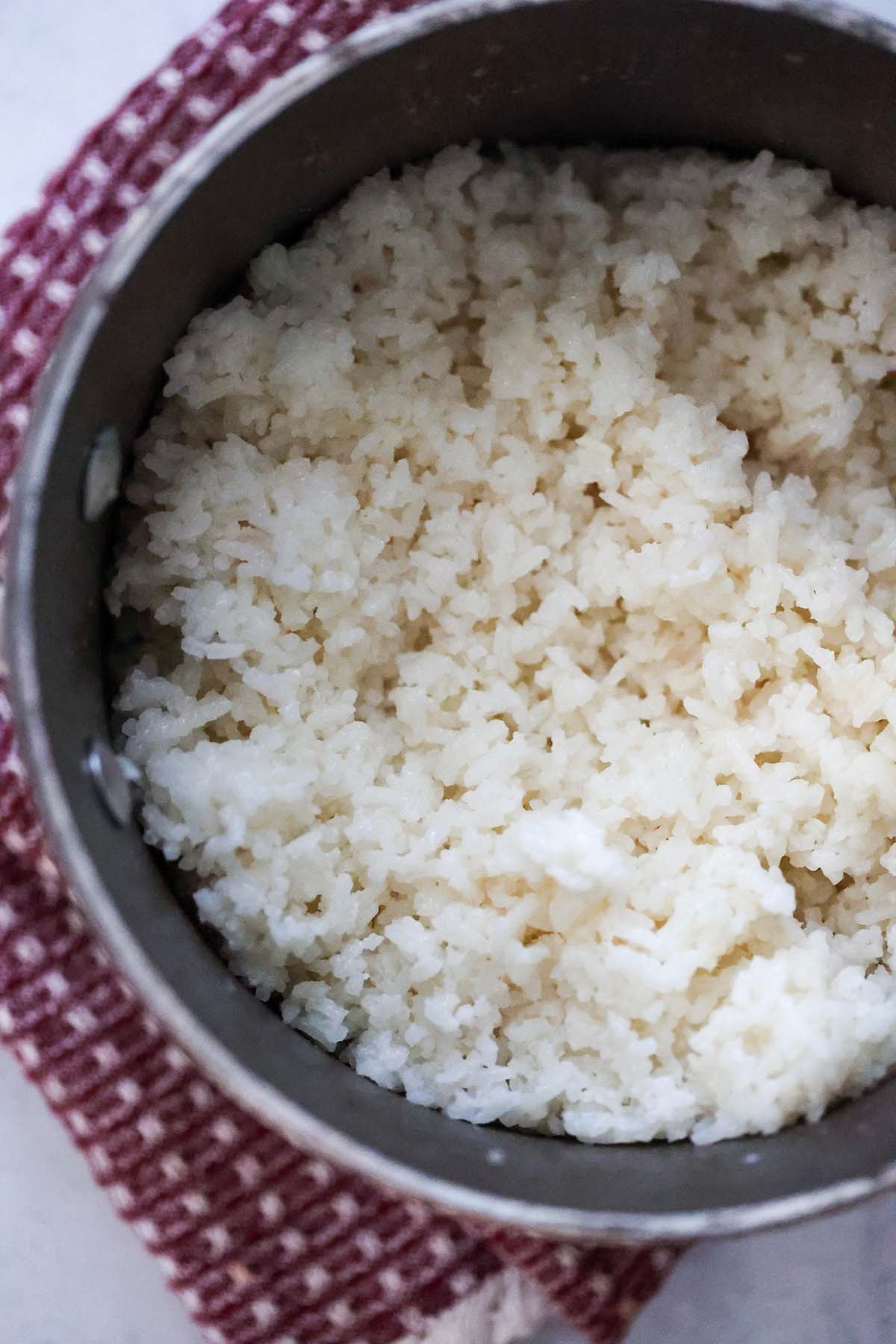 fluffy coconut rice up close. 