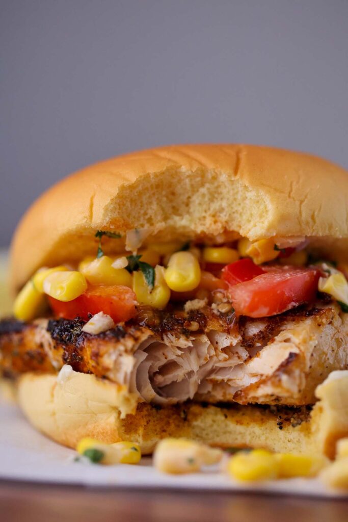 Mahi Mahi Sandwich (with Corn Salad) Cooked by Julie