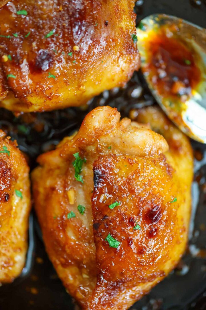 Honey Garlic Chicken Thighs(Baked & Broiled) - Cooked by Julie