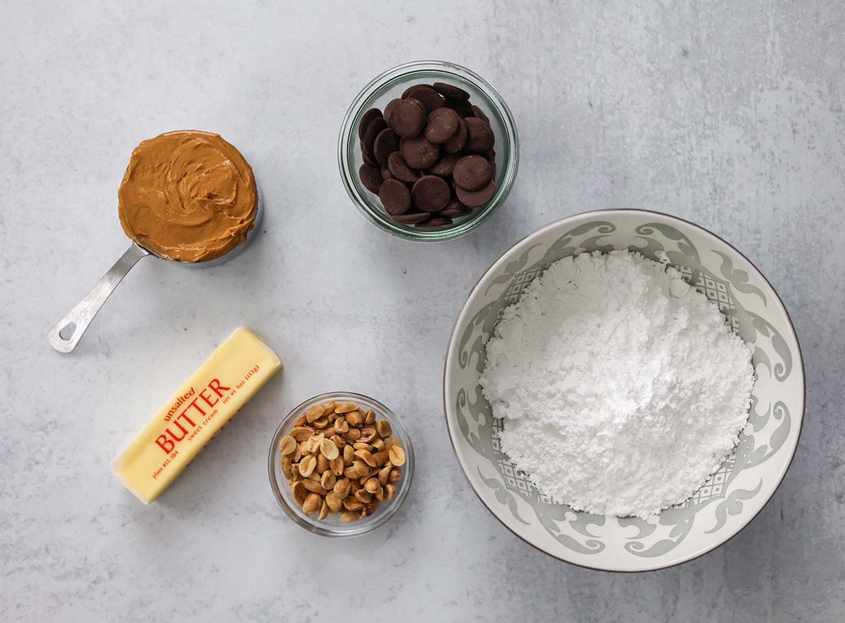 ingredients for peanut butter balls. 