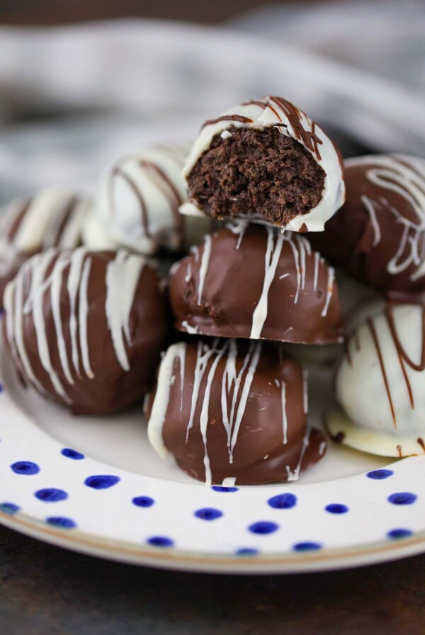 oreo balls on a plate.