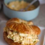 Pimento cheese egg salad on a croissant.