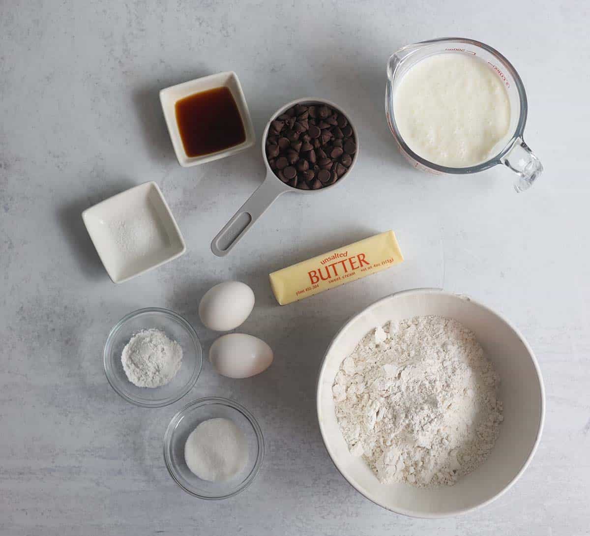 Ingredients for waffles.