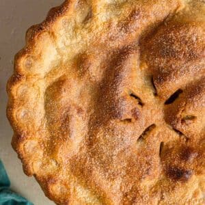 An apple pie up close.