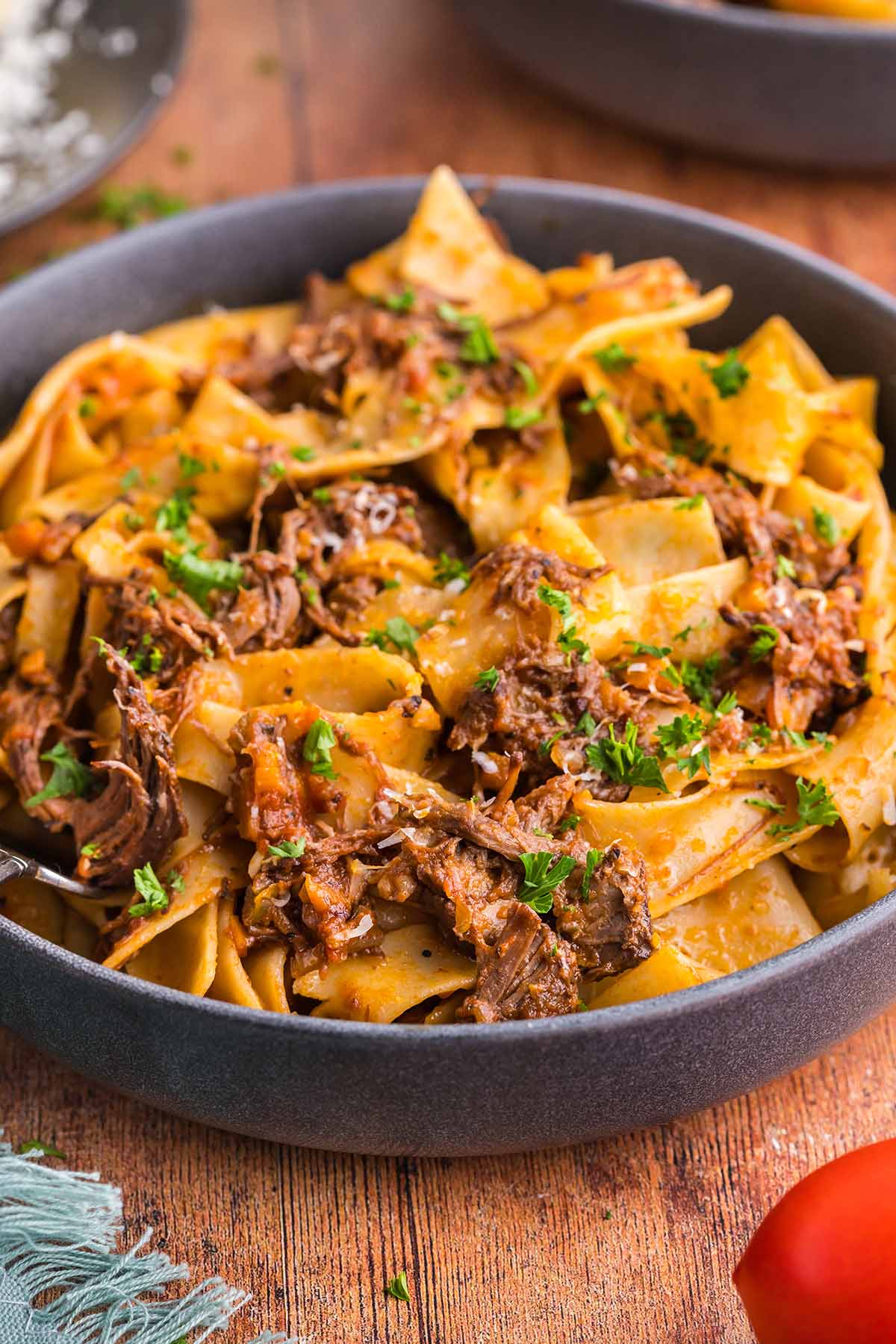 Short rib pasta up close. 