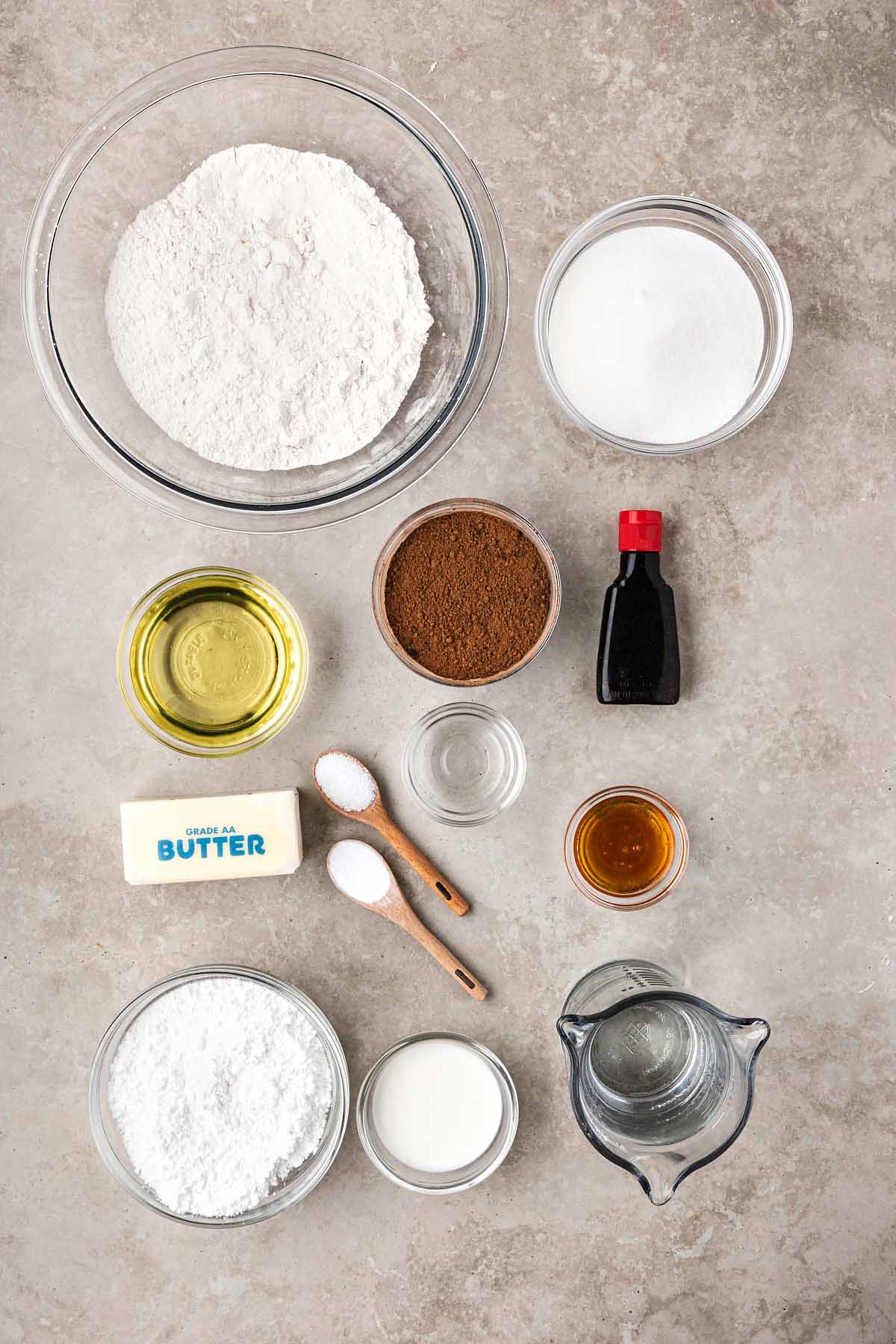 Ingredients for wacky cake. 