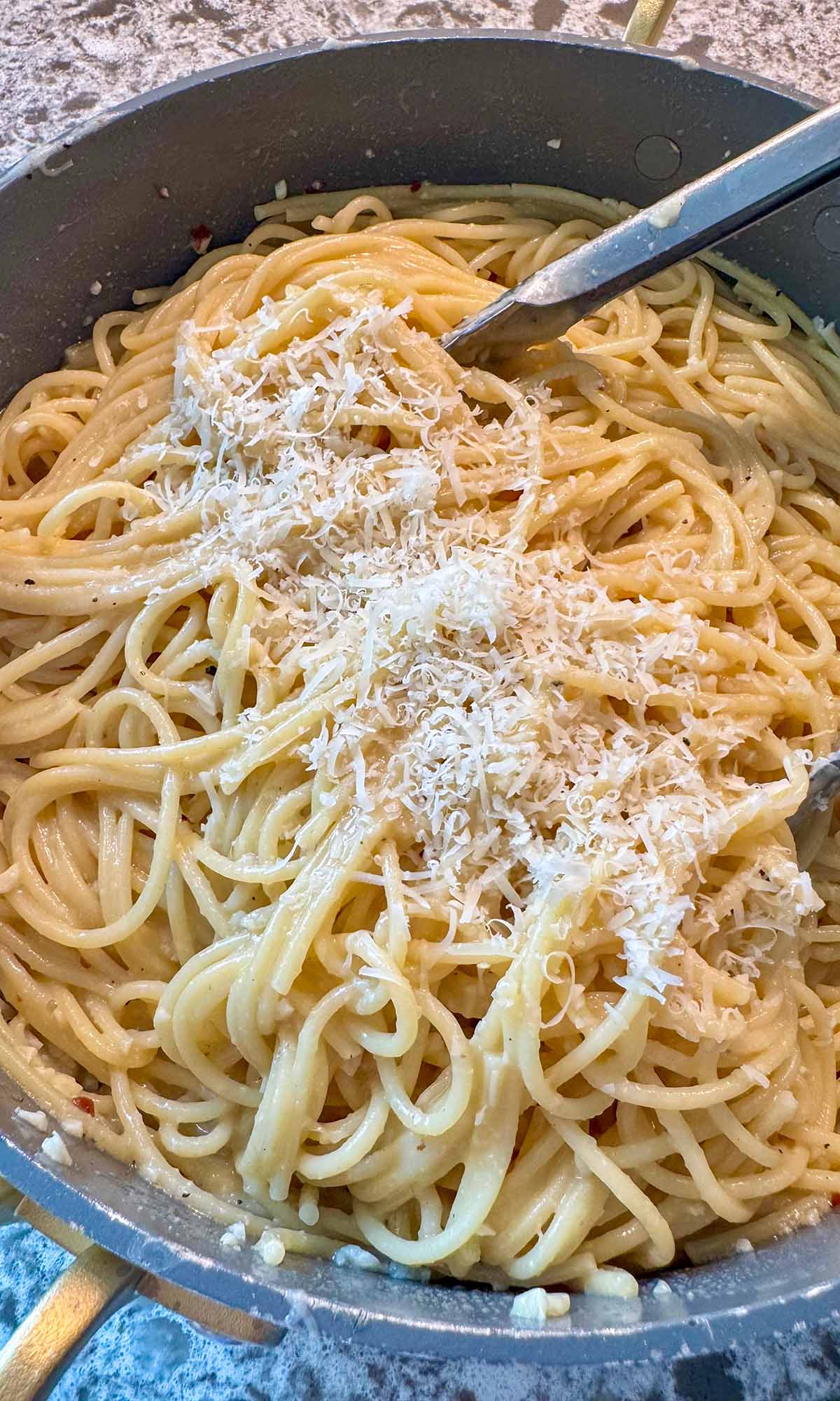 buttered noodles up close. 