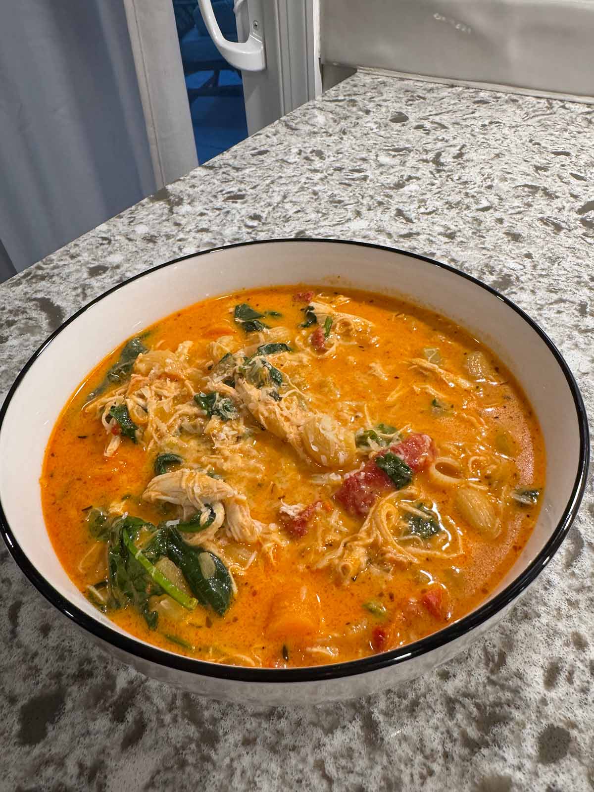 soup in a small bowl. 