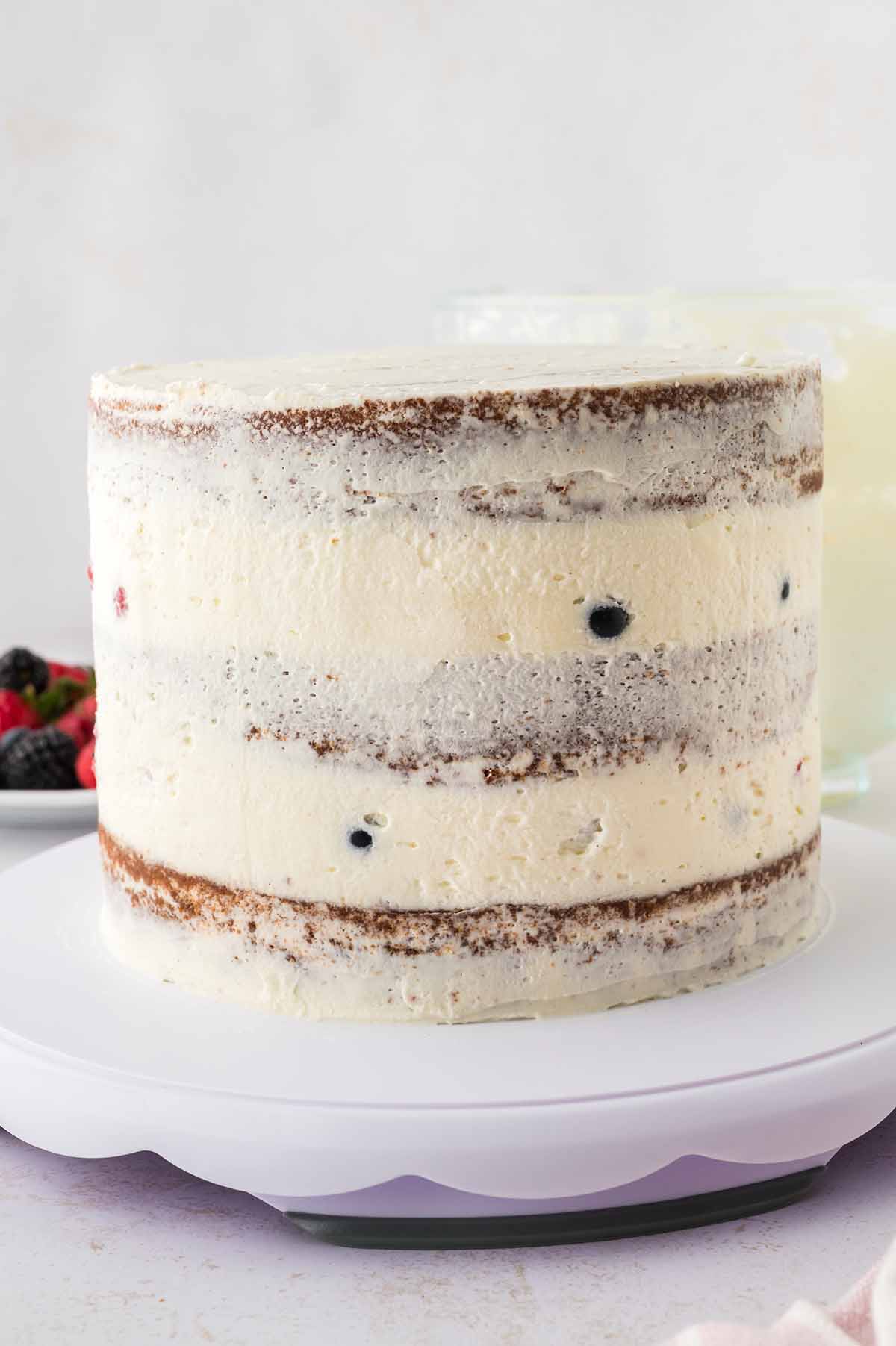 Frosted three layer cake.