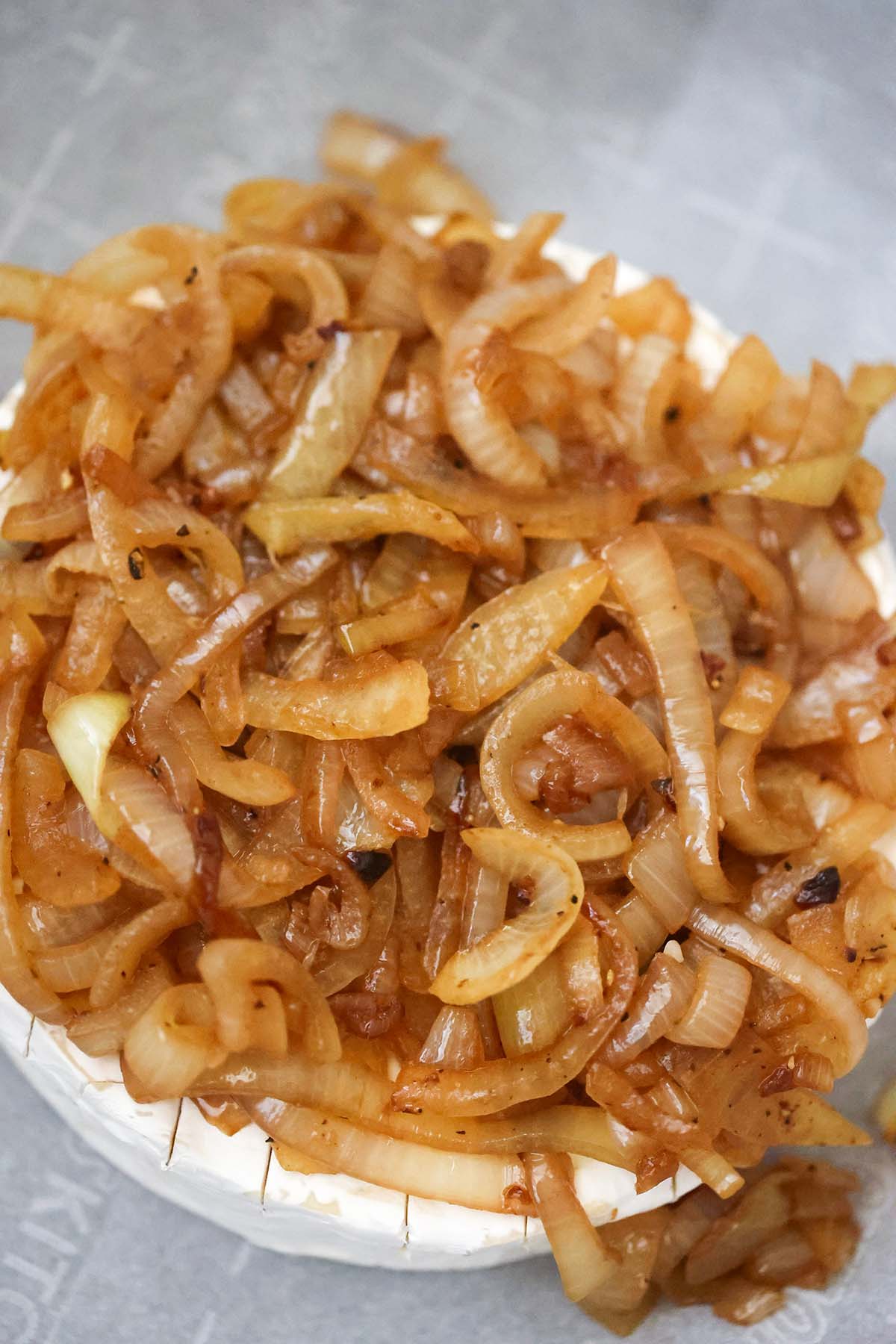 brie with onions on top. 