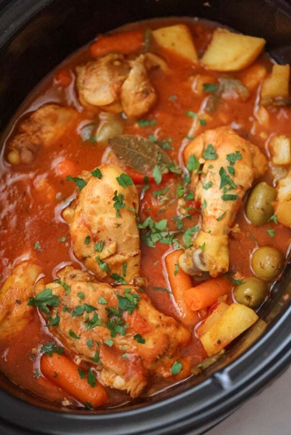 fricase de pollo in the crockpot.