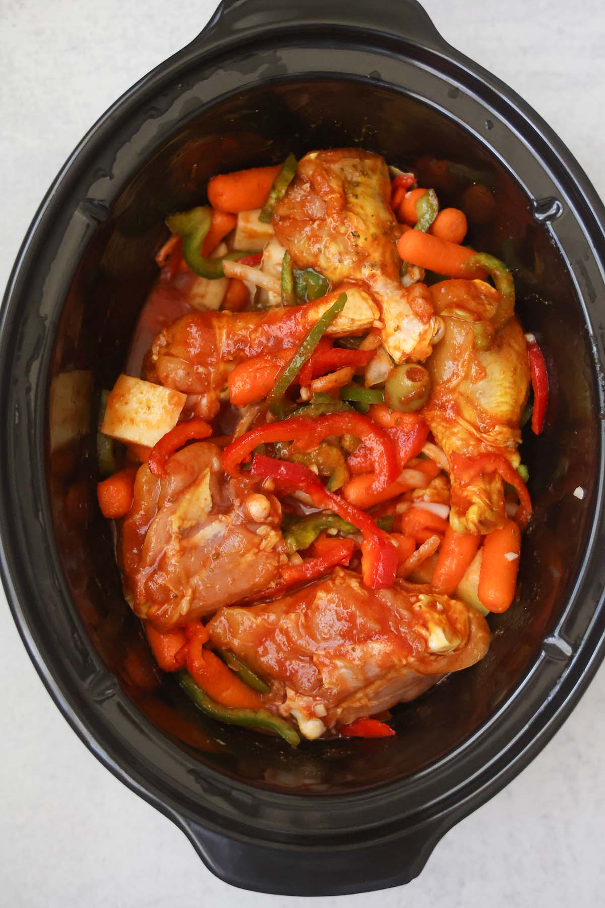 all the ingredients in the crockpot.