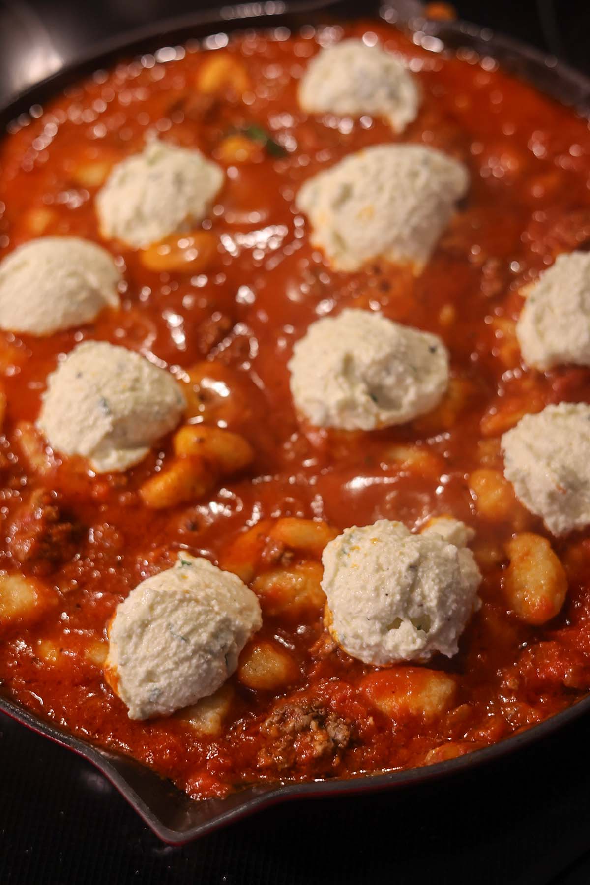 ricotta doll ups on top of the gnocchi